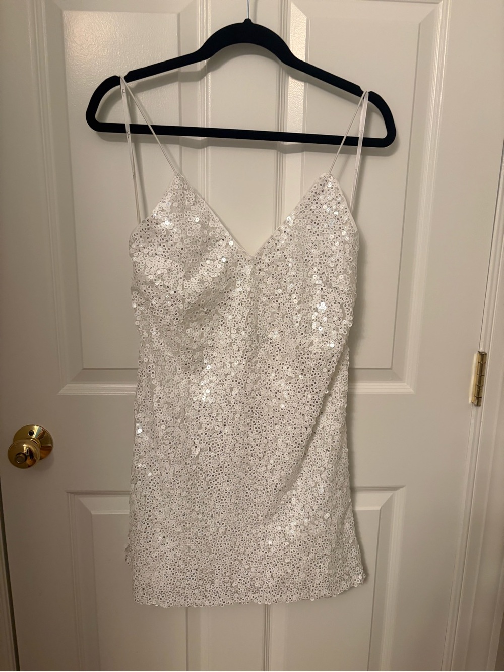 Lulu's Force of Fashion White Backless Sequin Mini Dress